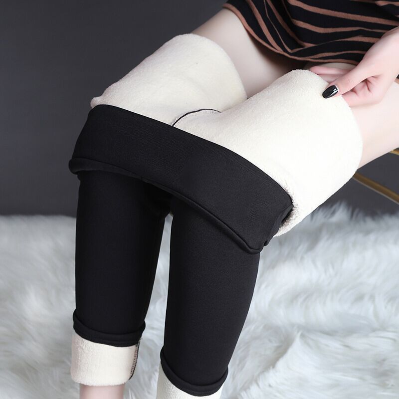 Winter Leggings Warm Thick High Stretch Lamb Cashmere Leggins Skinny Fitness Woman Pants Black