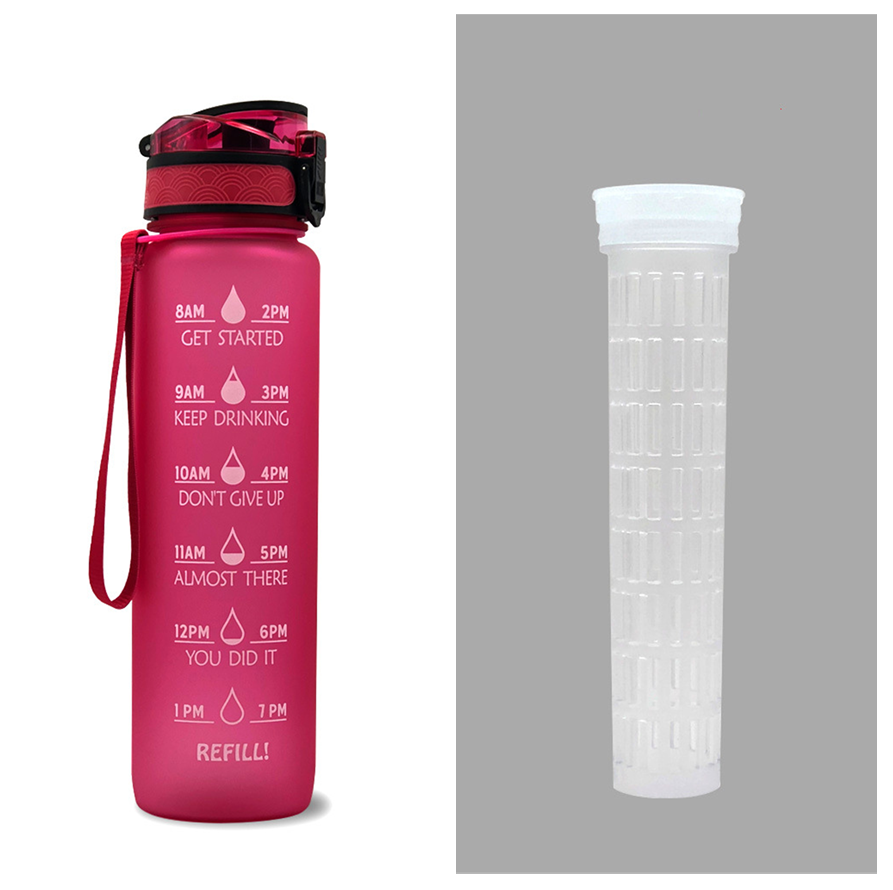 Motivational 1L Tritan Water Bottle Red set 1L