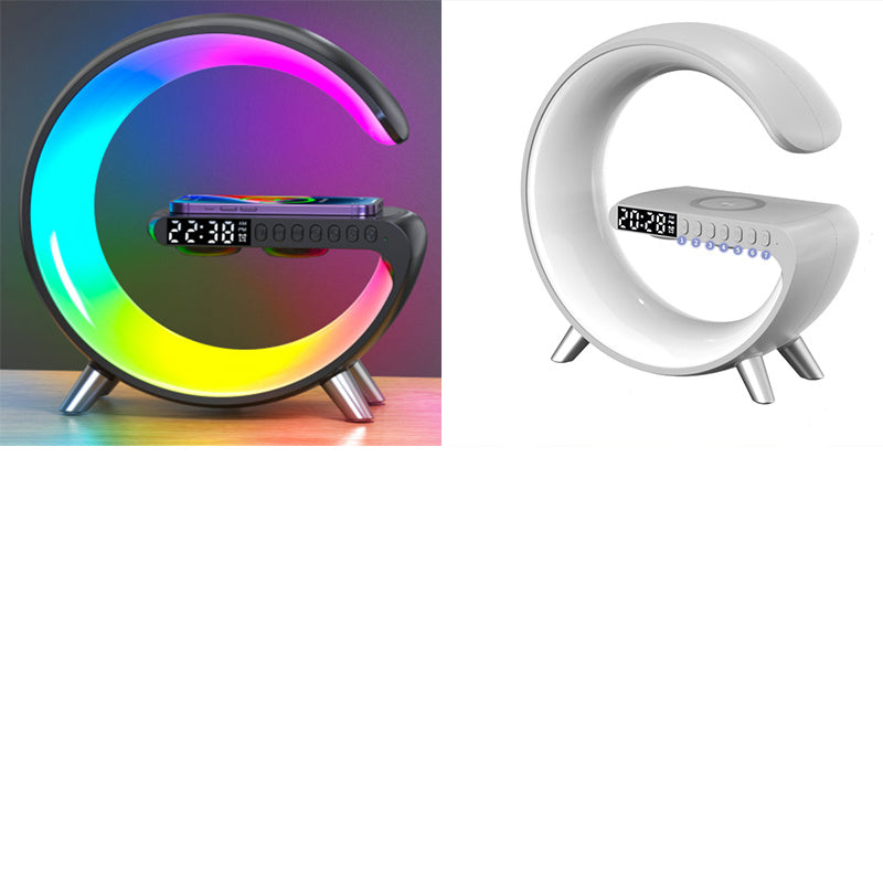 G Shaped LED Lamp Bluetooth Speake Wireless Charger Black and White US