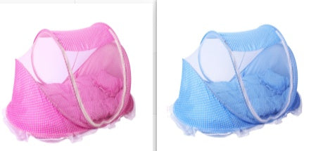 Foldable Baby Bed Net With Pillow Net 2pieces Set Blue and Pink