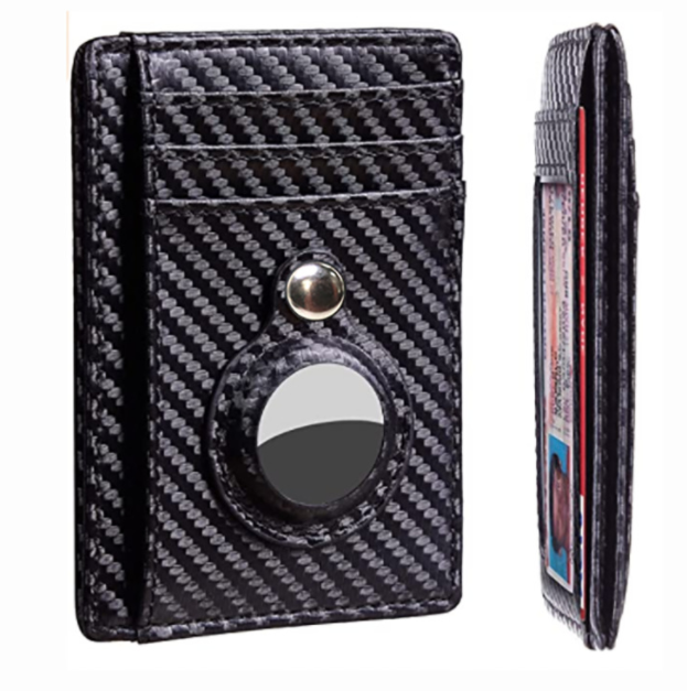 Secure Your Essentials with AirTag Wallet: RFID Card Holder & Anti-Theft Solution Clip carbon fiber black