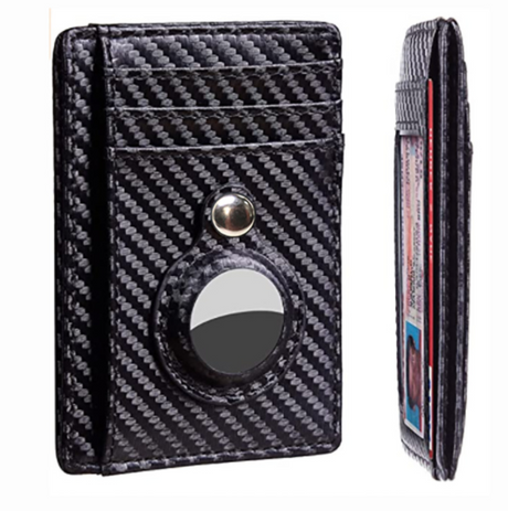 Secure Your Essentials with AirTag Wallet: RFID Card Holder & Anti-Theft Solution Clip carbon fiber black