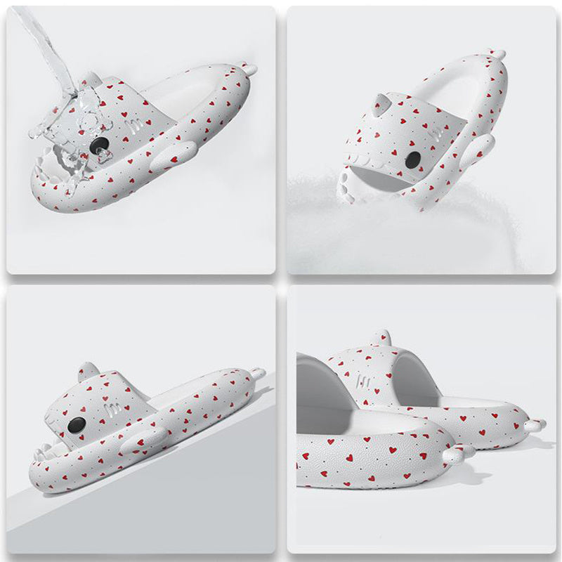 Lovers' Heart Print Shark Slippers for Women and Men