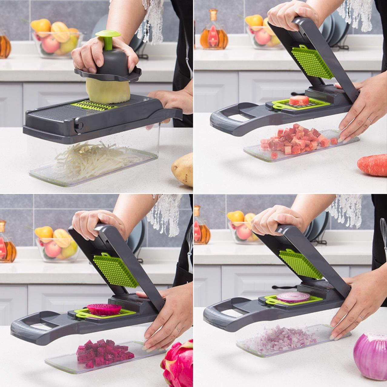 Streamline Your Kitchen Tasks with our 12-in-1 Manual Vegetable Chopper