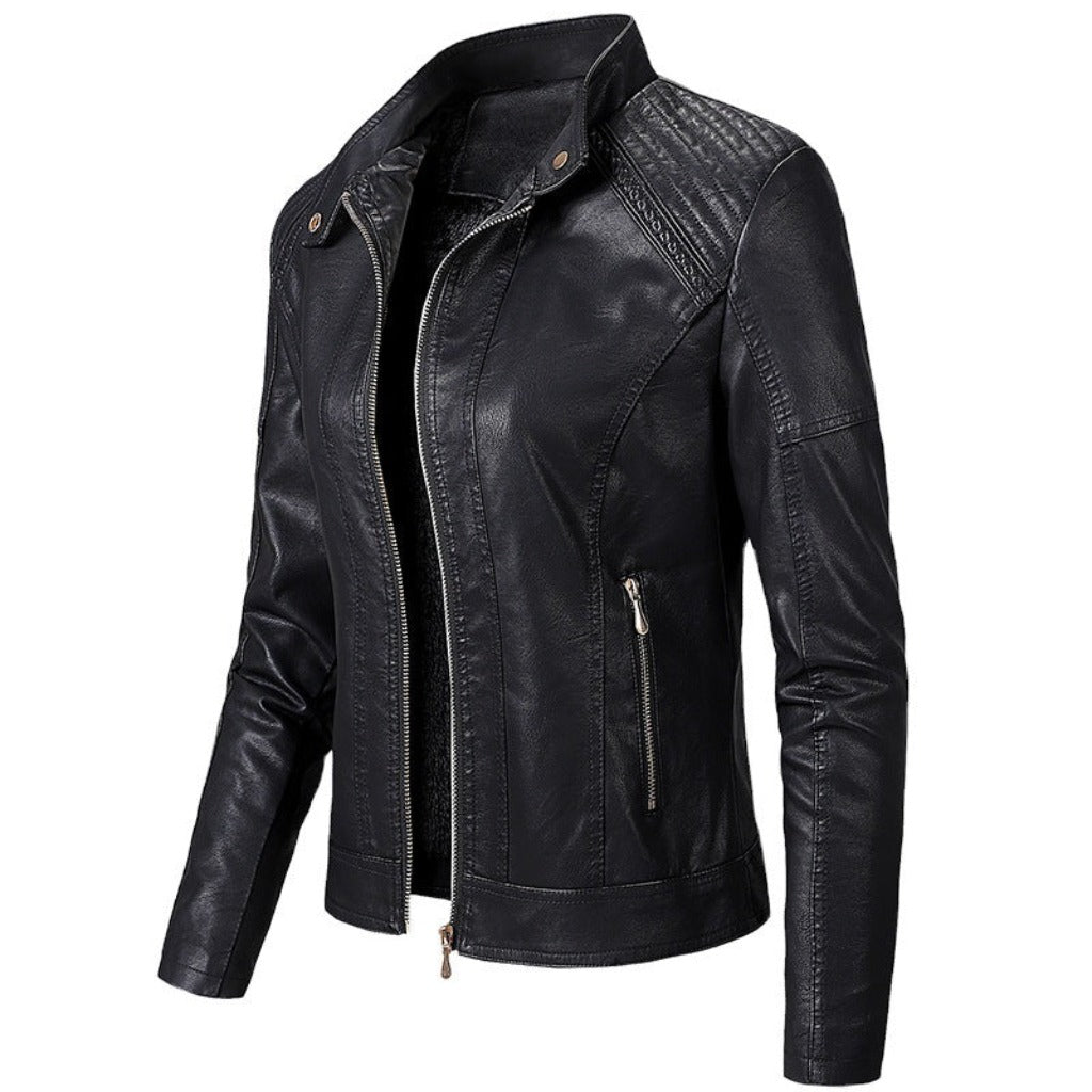 Long Sleeve Ladies PU Leather Jacket