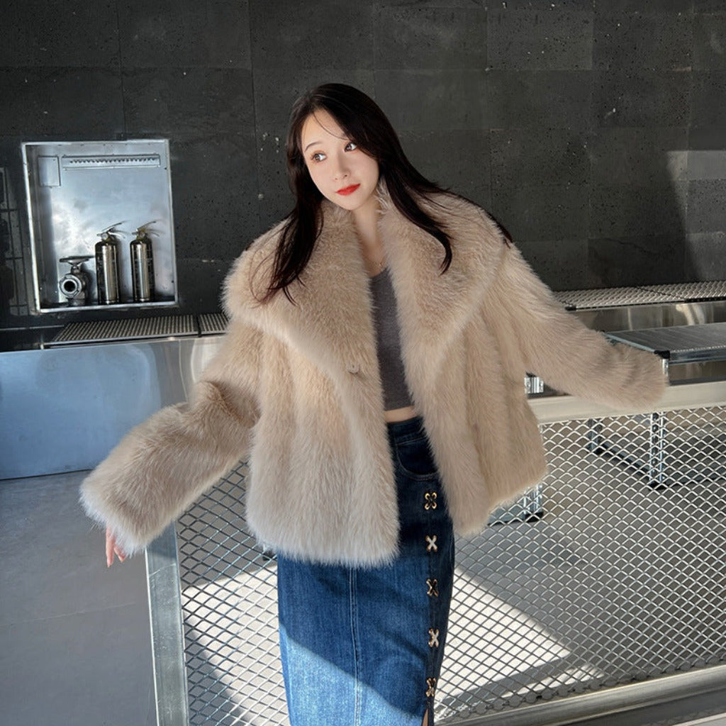 Women's Large Lapel Imitation Fur Warm Coat