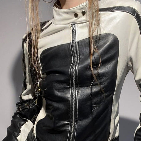 Women's leather jacket
Patchwork leather jacket
Slim collared jackets
Casual elegance outerwear
Stylish women's jackets
Trendy leather fashion
London outerwear
Manchester women's fashion
Birmingham leather styles
Quality leather jackets
Unique design jackets
Versatile leather jackets
Fashionable casual wear
Women's chic jackets
Best leather jackets UK