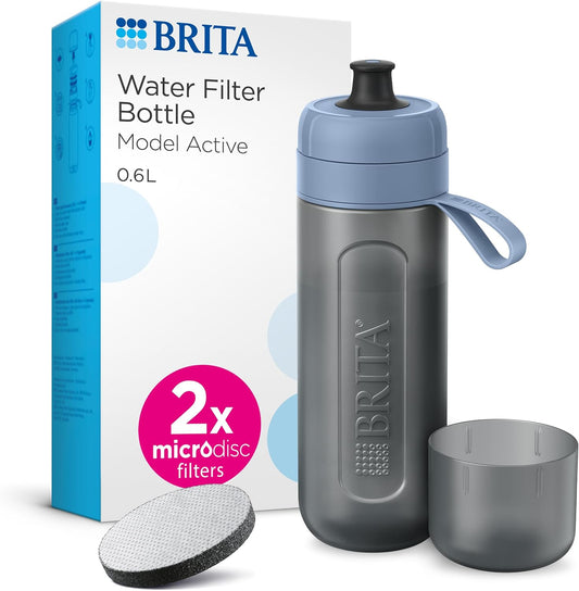 BRITA Active Sports Water Filter Bottle 600ml Dark Blue | On-the-Go UK