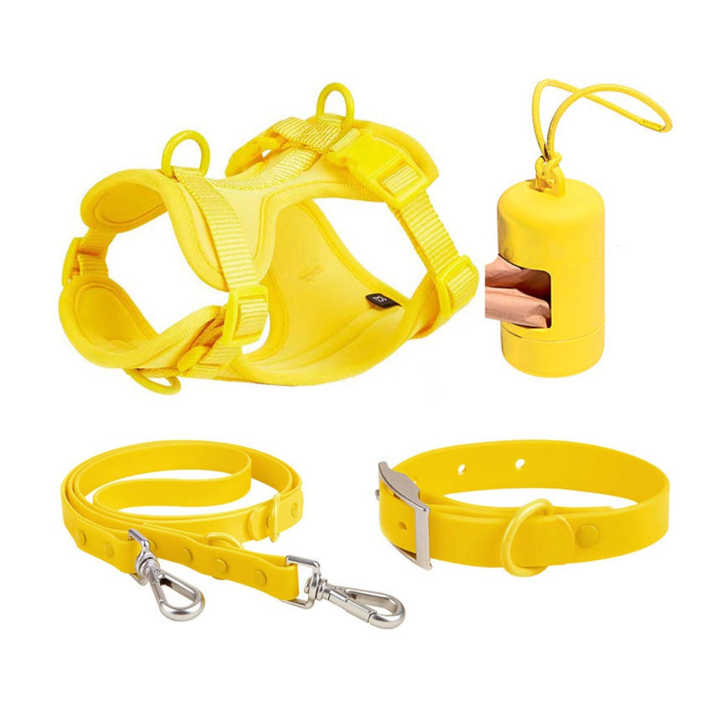 Dog Tactical Chest Back Anti-bite Waterproof Collar Yellow Four Piece Set