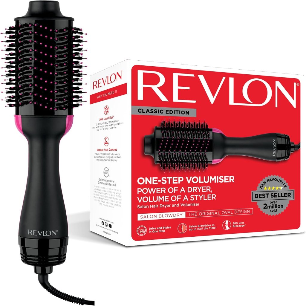 Revlon One-Step Hair Dryer and volumiser for mid to Long Hair (One-Step, 2-in-1 Styling Tool, Ionic and Ceramic Technology, Unique Oval Design) RVDR5222