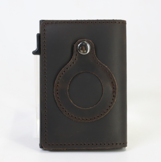 Secure Your Essentials with AirTag Wallet: RFID Card Holder & Anti-Theft Solution Leather coffee