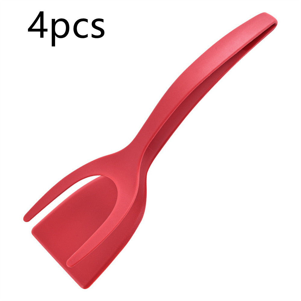 2-in-1 Grip and Flip Tongs Egg Spatula Red 4pcs