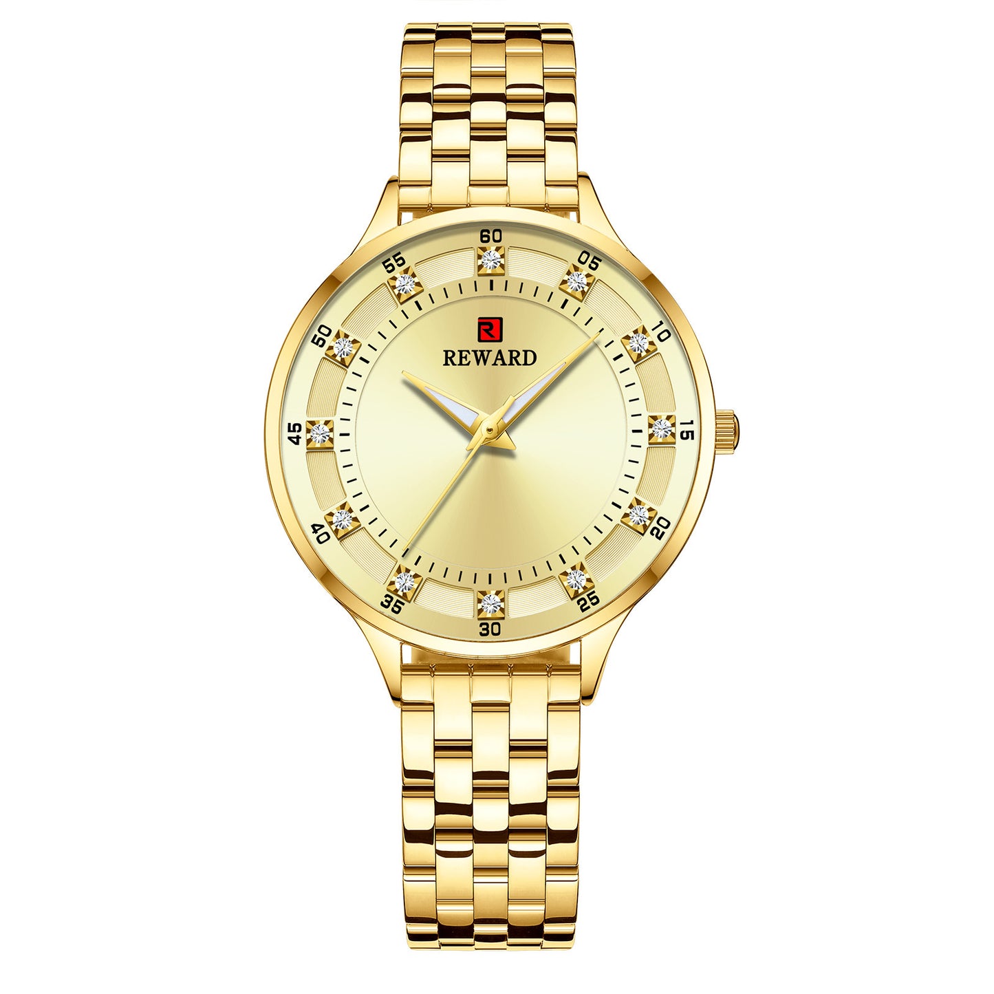 Elegant Fashion Steel Belt Quartz Diamond Women's Watch: Stylish and Waterproof Gold Noodles