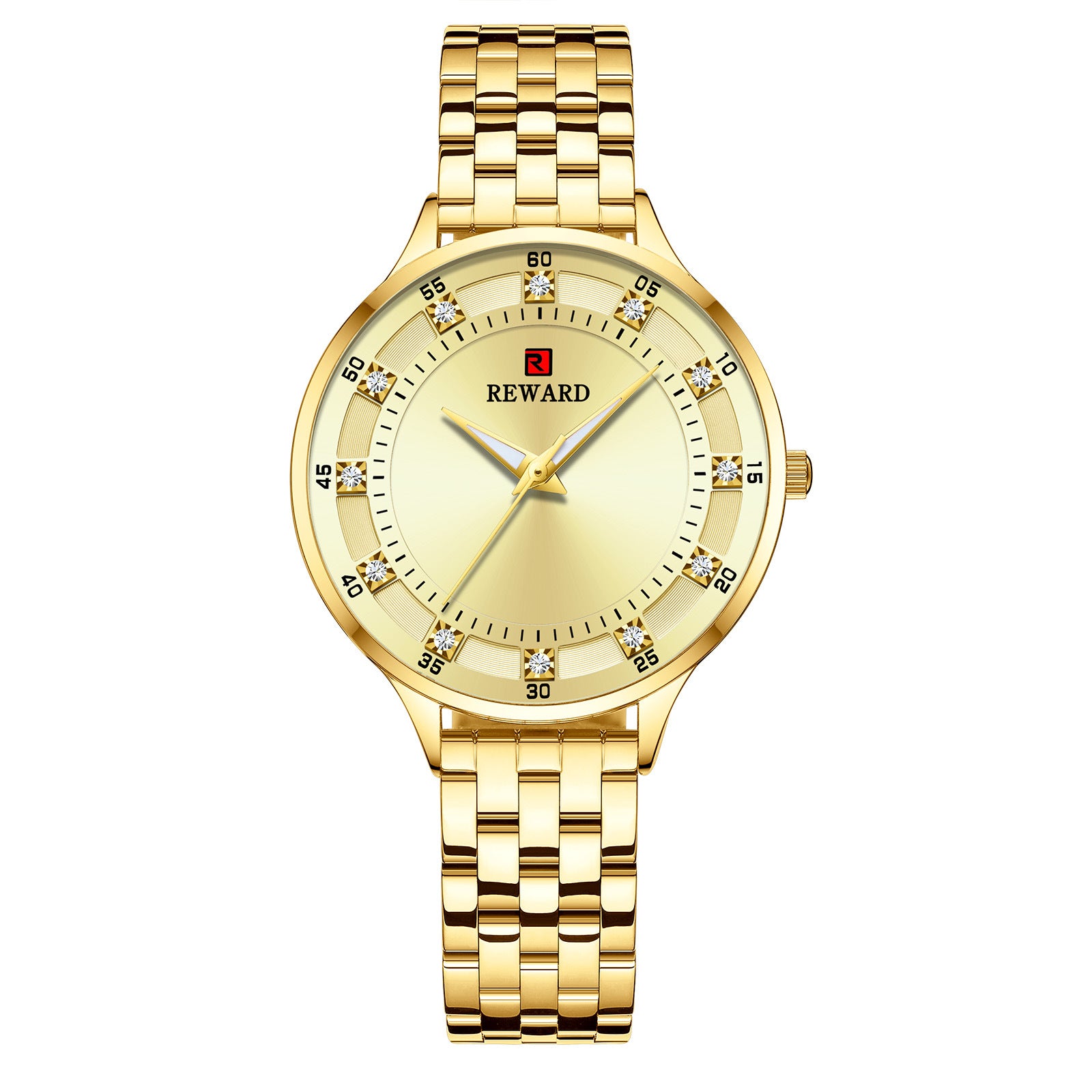 Elegant Fashion Steel Belt Quartz Diamond Women's Watch: Stylish and Waterproof Gold Noodles