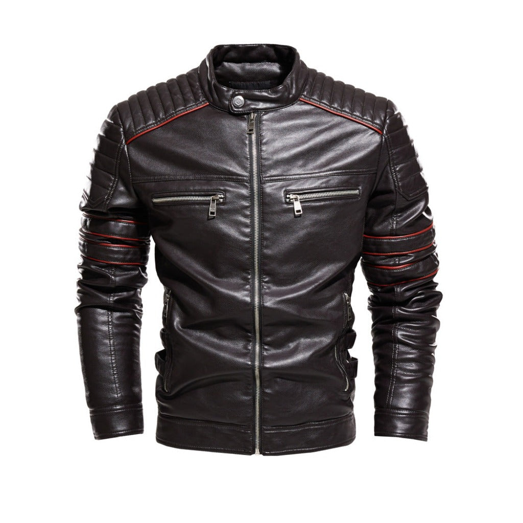 Men's leather zipper cardigan men's jacket