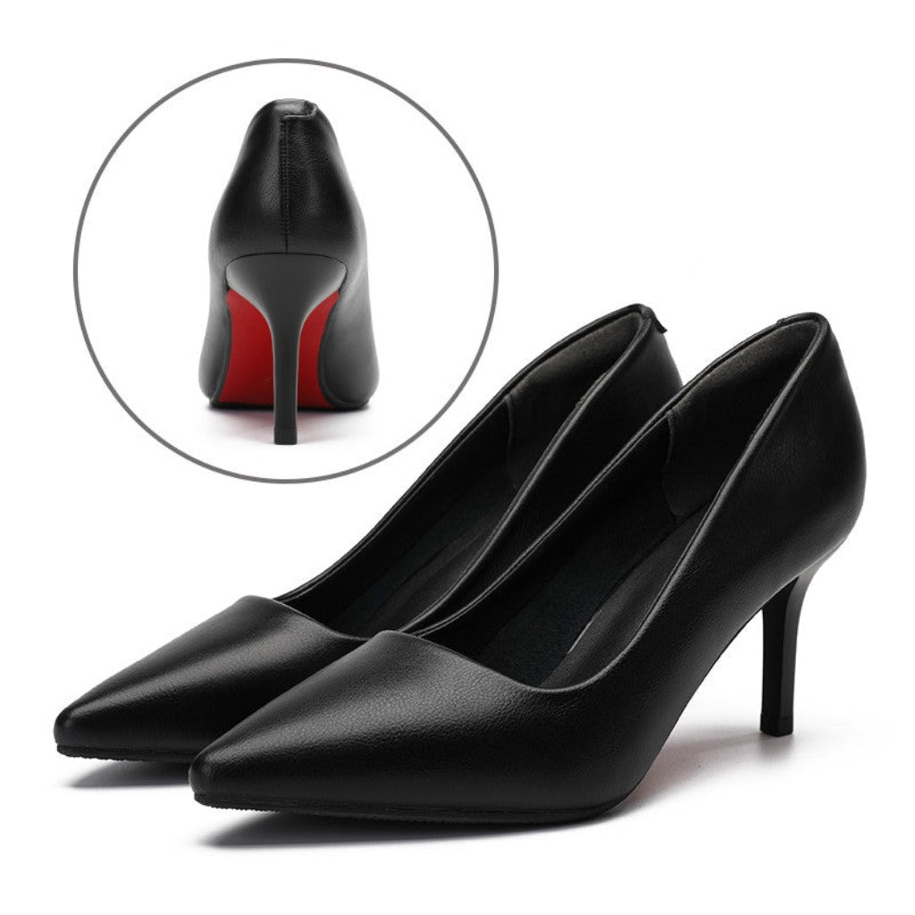 Black Leather Work Shoes for Women