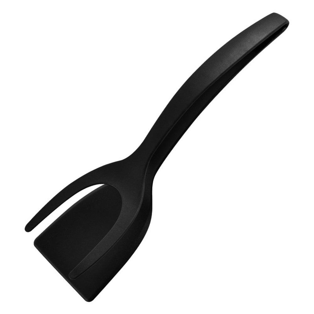 2-in-1 Grip and Flip Tongs Egg Spatula Black