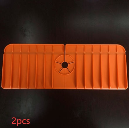 Kitchen Silicone Faucet Absorbent Mat Sink Splash Guard Silicone Faucet Splash Catcher Countertop Protector For Bathroom Kitchen Gadgets Orange 2styles 2PCS