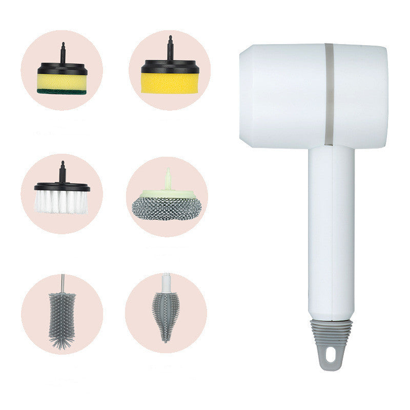 Electric Cleaning Brush Dishwashing Brush Automatic Wireless USB Rechargeable Professional Kitchen Bathtub Tile Cleaning Brushes White Set1