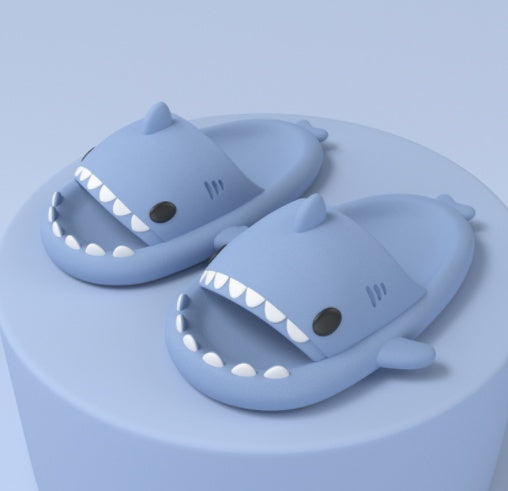 Adult's Shark Cartoon Slippers Blue