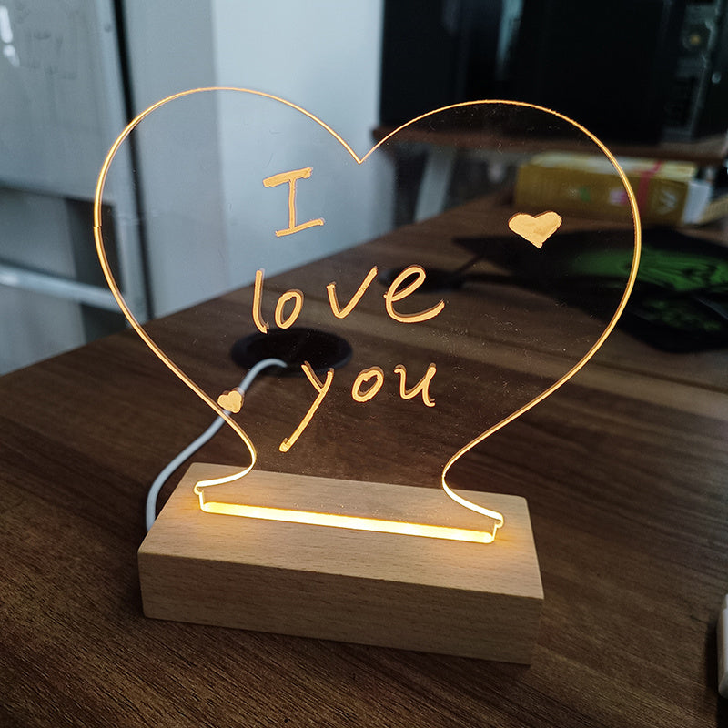 Creative Note Board Creative Led Night Light USB Message Board Holiday Light With Pen Gift For Children Girlfriend Decoration Night Lamp Heart shape