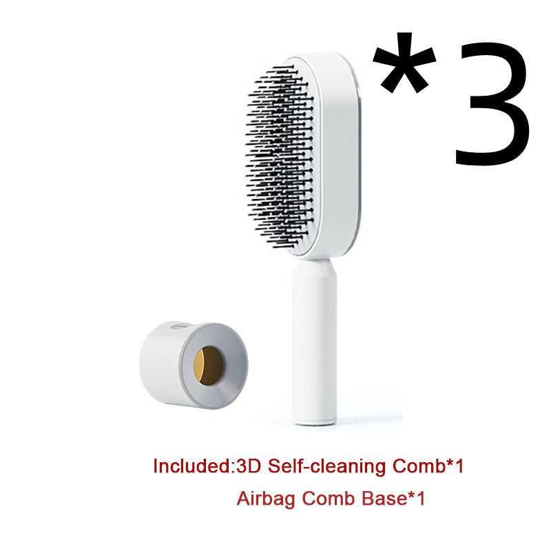 Self Cleaning Hair Brush For Women 3pcs Set B