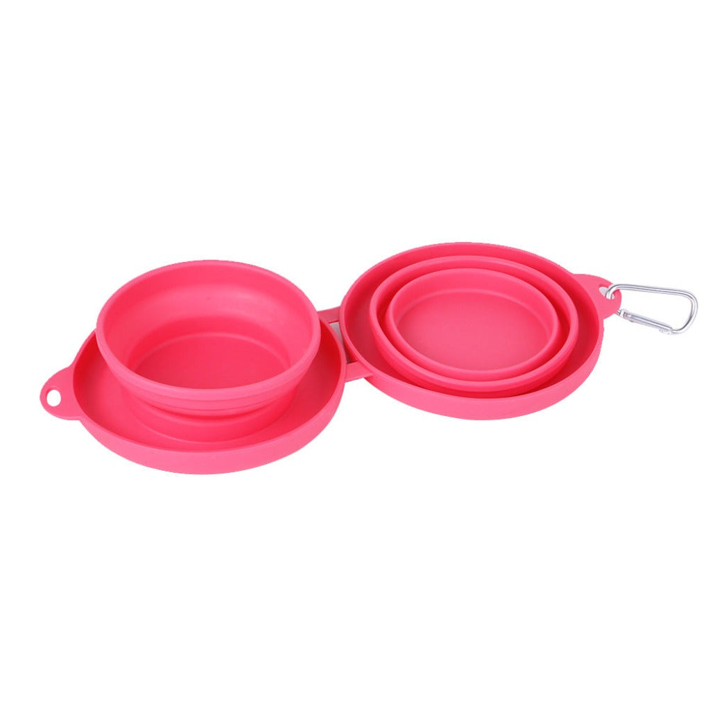 Rubber Foldable Double Bowl Pet Feeding Bowl | Premium Dog & Cat Bowls Red