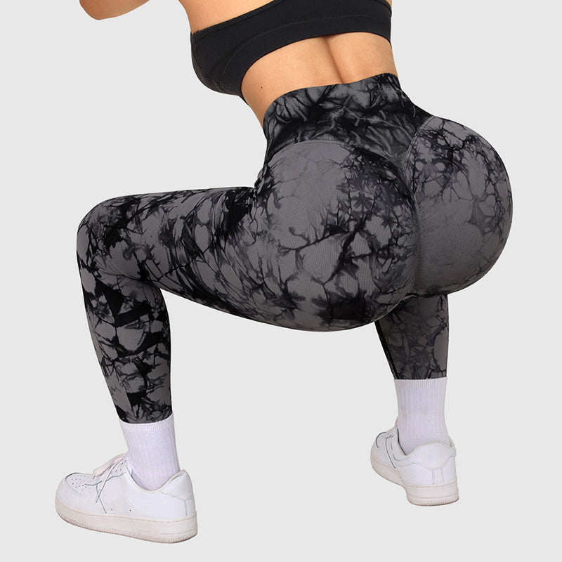 Sculpted Splendor: Seamless Tie-Dye Yoga Pants for Women