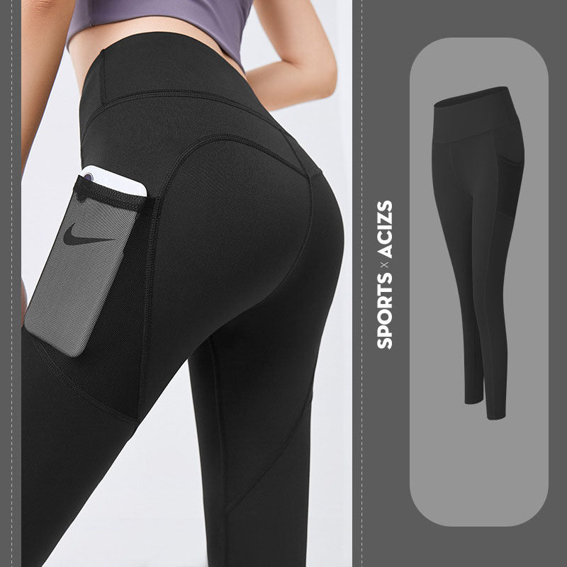 Yoga Pants Women With Pocket Leggings Sport Girl Gym Leggings Women Tummy Control Jogging Tights Female Fitness Pants Black