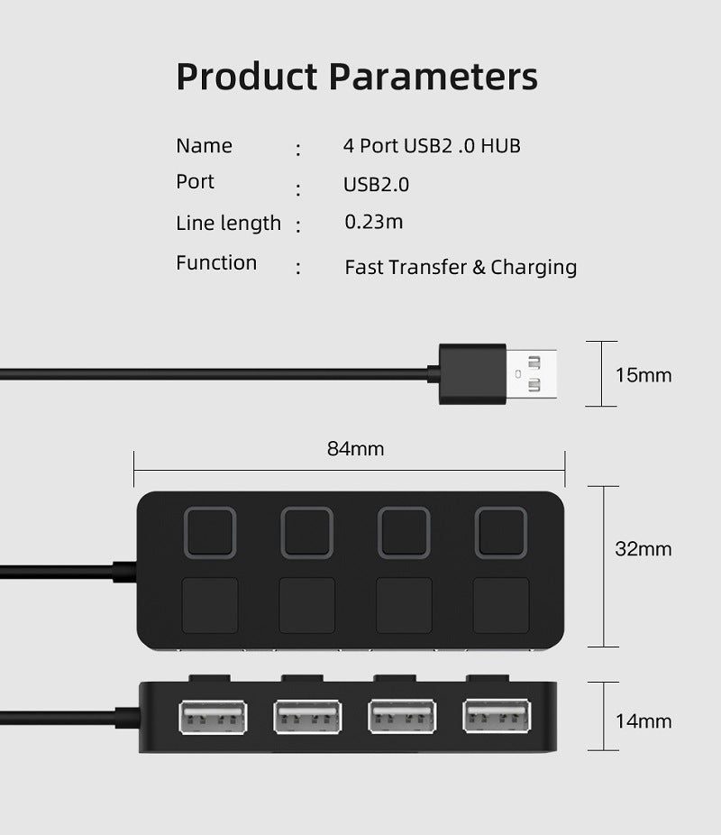 Efficient USB 2.0 HUB Multi USB Splitter: Expand Your Connectivity