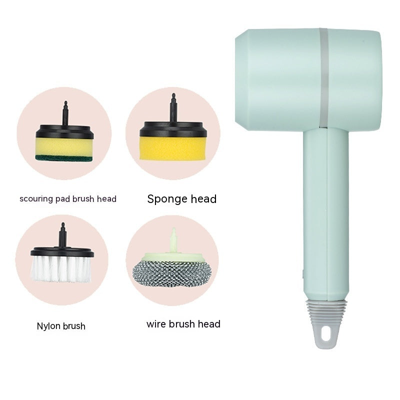 Electric Cleaning Brush Dishwashing Brush Automatic Wireless USB Rechargeable Professional Kitchen Bathtub Tile Cleaning Brushes Green Four headed