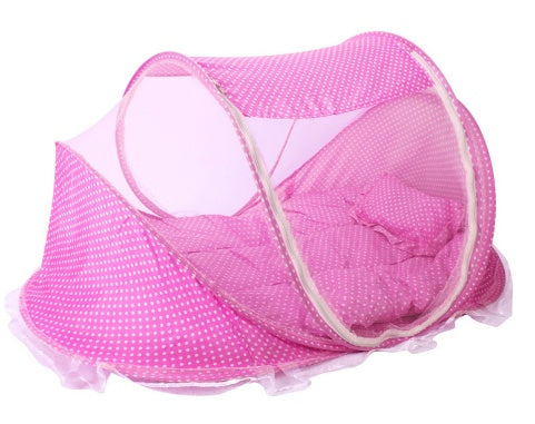 Foldable Baby Bed Net With Pillow Net 2pieces Set Pink