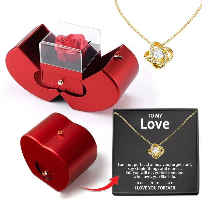 Box Red Apple Christmas Gift Necklace gold card box English