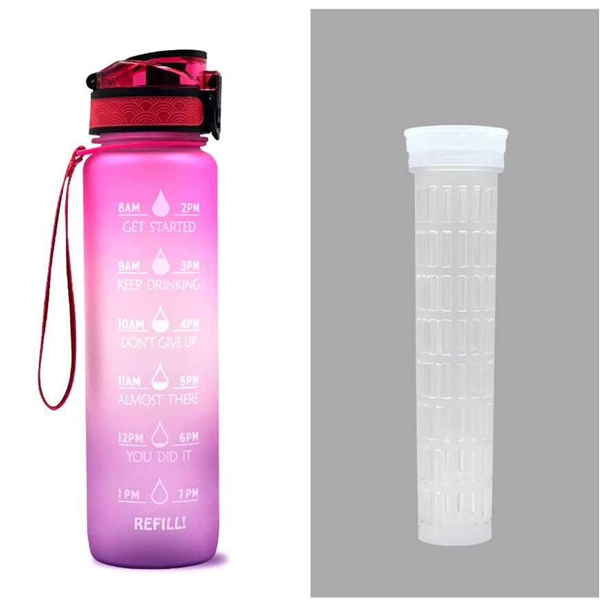 Motivational 1L Tritan Water Bottle Pink purple gradient set 1L