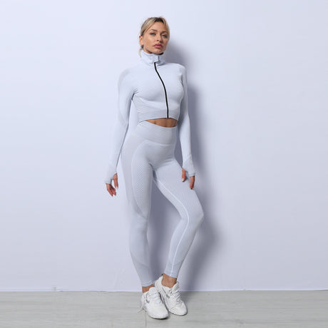 3PCS Yoga Set Seamless Sport Set Women Gym Clothing Leggings Women Crop Top Sports Bra Women Fitness Gym Set Womens Outfits Tracksuit Gray