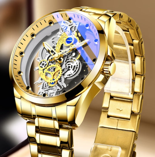 Men Watch Skeleton Automatic Quartz Watch Gold Skeleton Vintage Man Watch Mens Watches Top Brand Luxury All gold steel