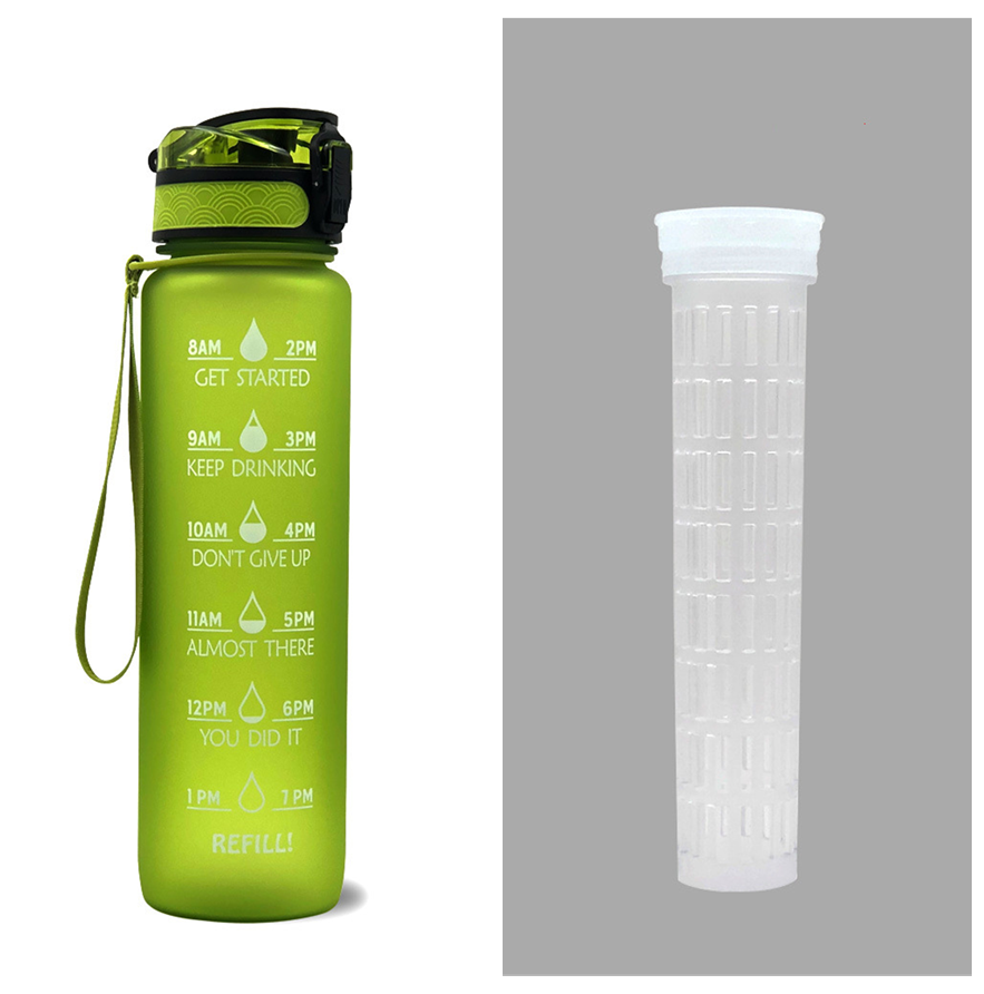 Motivational 1L Tritan Water Bottle Green set 1L